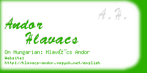 andor hlavacs business card